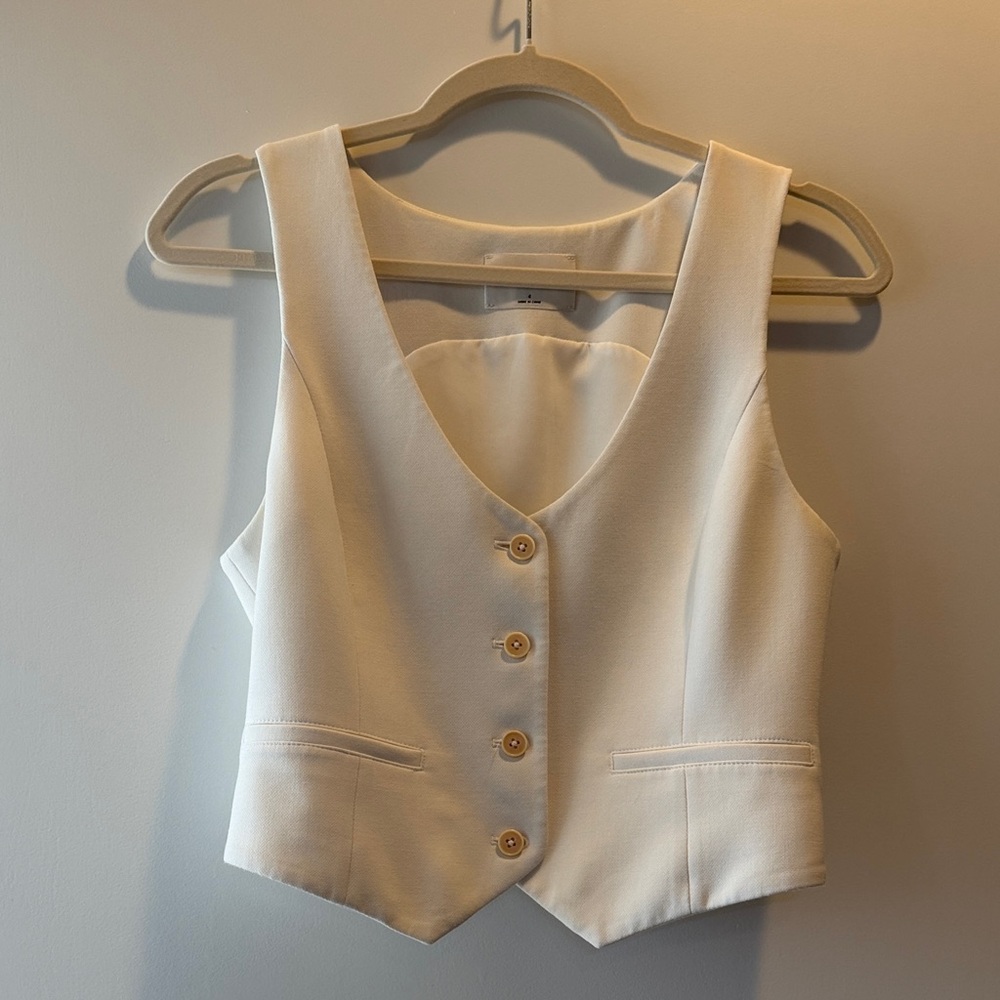 Aritzia Cream Button-Down Vest Top